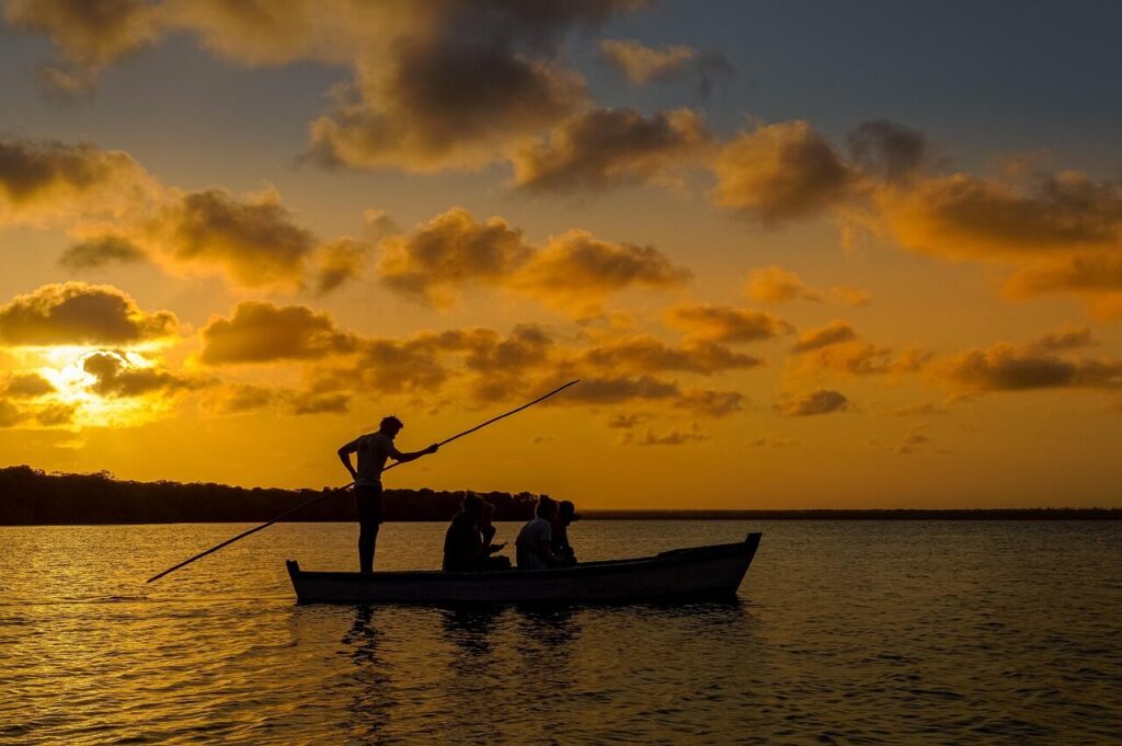 Fishing boat at sunset in Watamu